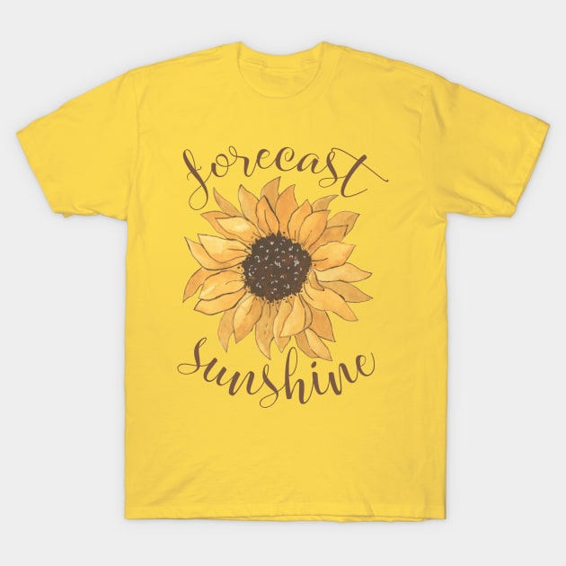 Forecast: Sunshine (with bright hand-drawn sunflower) T-Shirt by Ofeefee